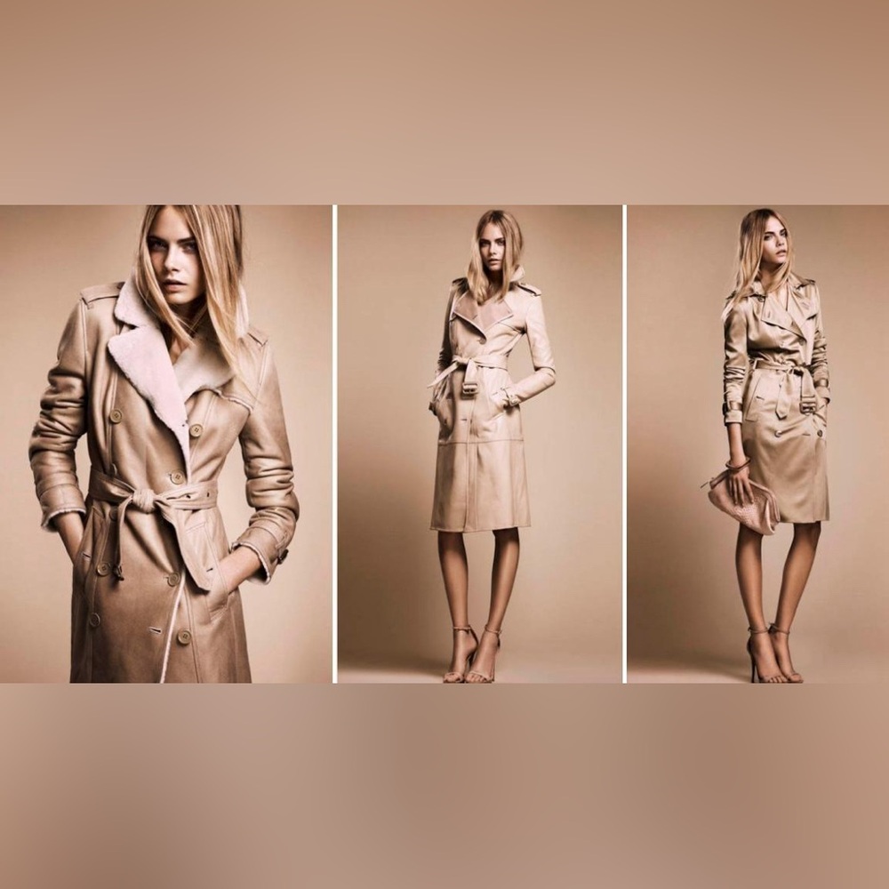 Burberry Beige Satin Trench Coat {2}